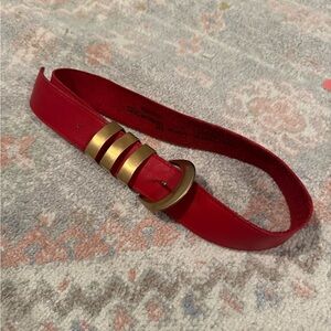 Vintage Red Belt with Gold Rings